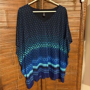 Rafaella Cap Sleeve Blue Top